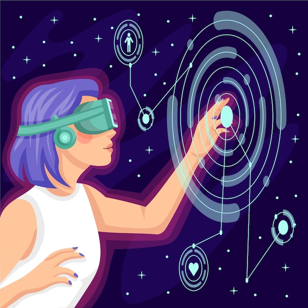 En getekende platte ontwerp metaverse illustratie