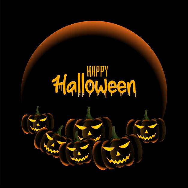 Gratis vector enge pompoenen op happy halloween-wenskaart