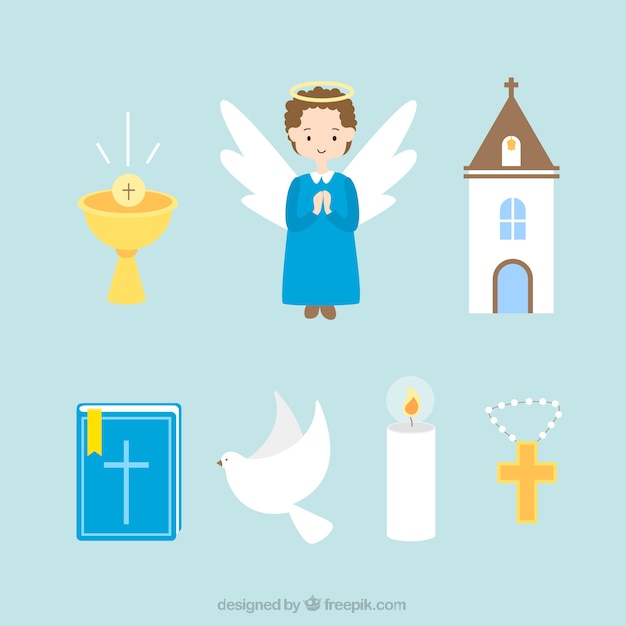 Gratis vector engel en religieuze elementen