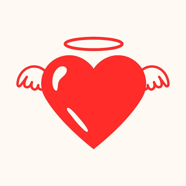 Engel hart pictogram, rode schattige element grafische vector