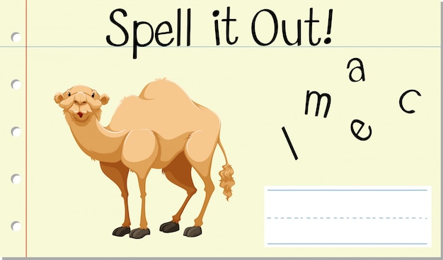 Gratis vector engels woord kameel spellen