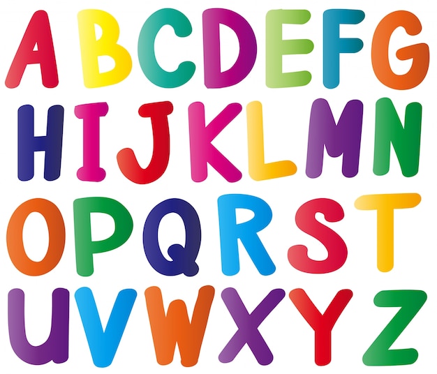 Gratis vector engelse alfabetten in veel kleuren