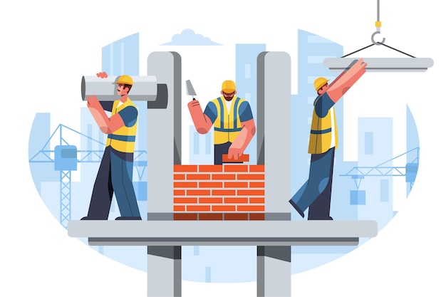 Engineering en constructie vlakke afbeelding