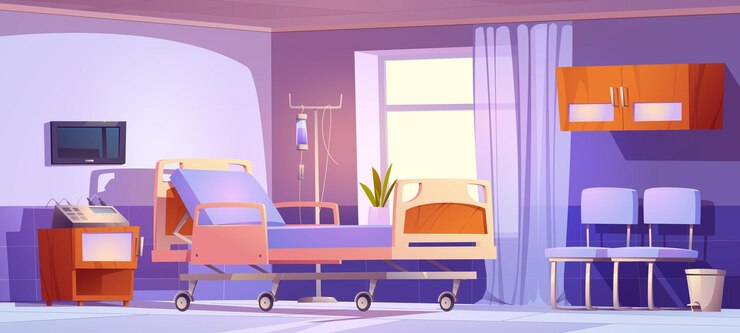 Gratis Vector enkele patiëntenafdeling in moderne privékliniek