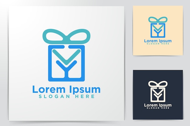 Envelop, geschenkdoos-logo-ontwerpen, vectorillustratie