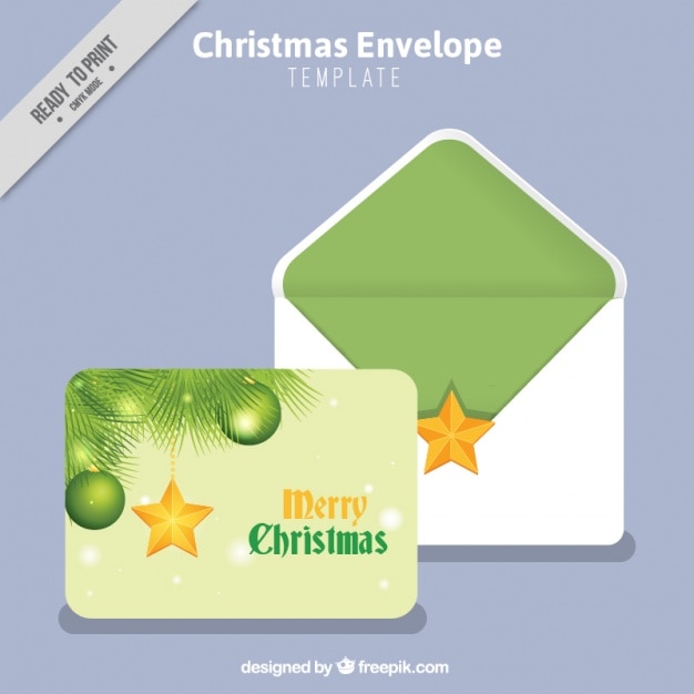 Gratis vector envelop met een mooie merry christmas card