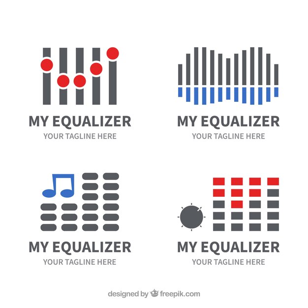 Equalizer-logoverzameling met plat ontwerp