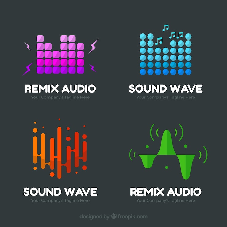 Gratis Vector equalizer-logoverzameling met plat ontwerp