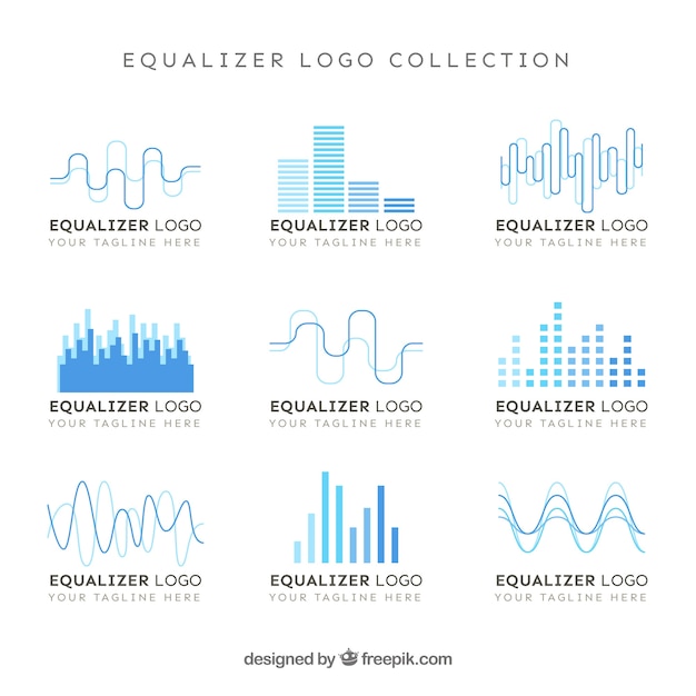 Gratis vector equalizer-logoverzameling met plat ontwerp