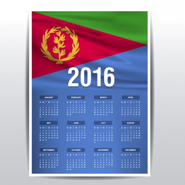 Gratis vector eritrea kalender van 2016