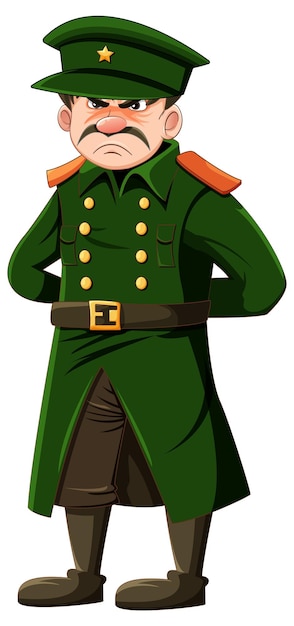 Gratis vector ernstige militaire officier met knorrige uitdrukking