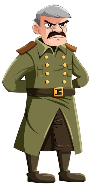 Gratis vector ernstige militaire officier met knorrige uitdrukking