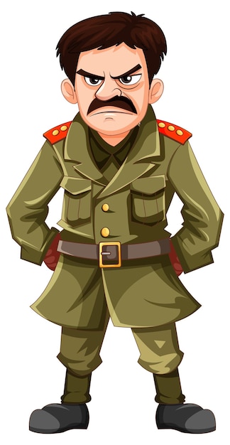 Gratis vector ernstige militaire officier met knorrige uitdrukking