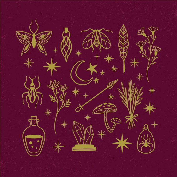 Gratis Vector esoterische elementen concept illustratie collectie