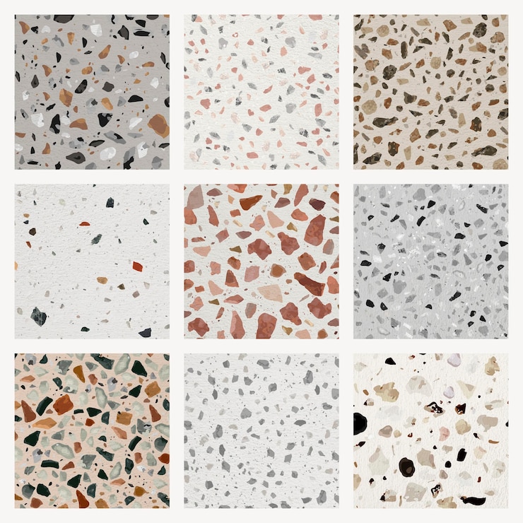 Gratis Vector esthetische achtergrond, terrazzo-patroon, abstracte aardetoonontwerpvector