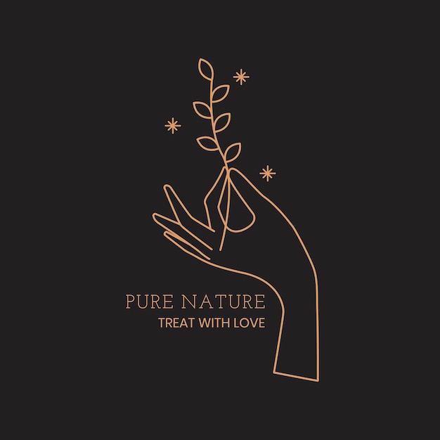 Esthetische natuur logo sjabloon, bewerkbare minimaal ontwerp vector