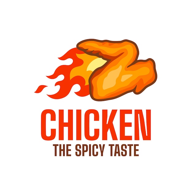 Eten en drinken met de hand getekend plat pittig kip-logo