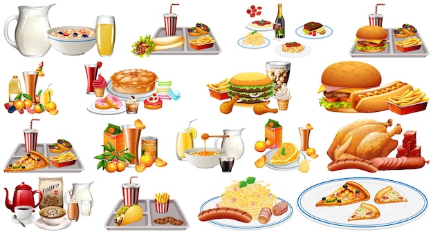 Gratis vector eten en drinken set