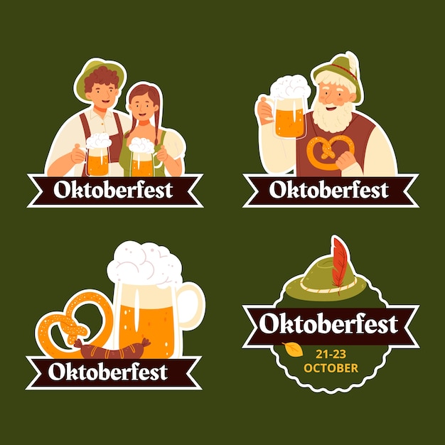 Etikettenverzameling voor oktoberfest bierfestivalviering