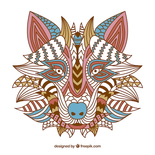 Gratis vector etnische decoratieve wolf achtergrond