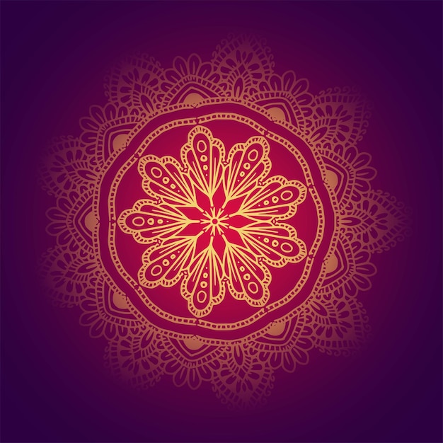 Gratis vector etnische kleurrijke ronde decoratieve henna gouden mandala-achtergrond