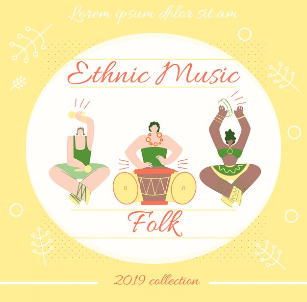 Etnische muziek Concert aankondiging Cover Vector