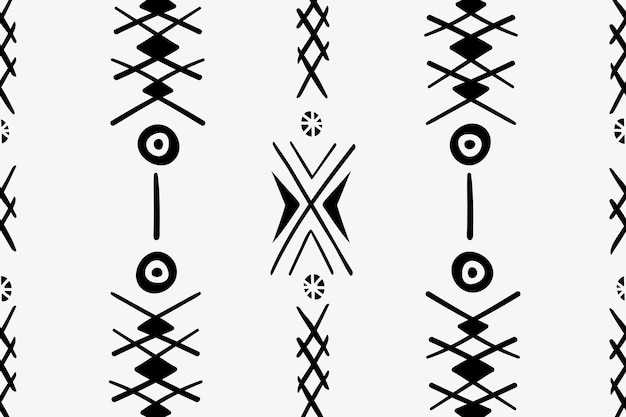 Etnische patroonachtergrond, zwart-wit naadloos geometrisch ontwerp, vector Gratis Vector