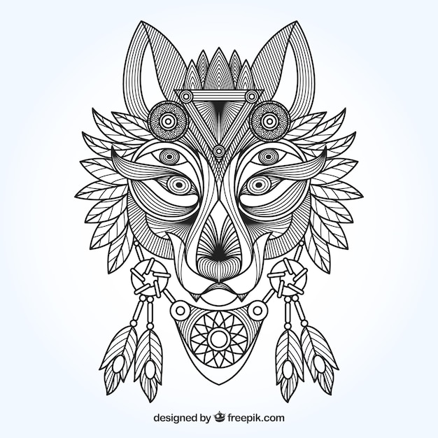 Gratis vector etnische sierwolf achtergrond