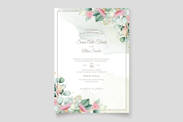 Eucalyptus bloem bruiloft uitnodigingskaarten set