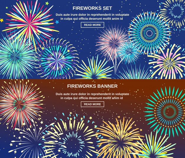 Exploderende Vuurwerk Horizontale Banners