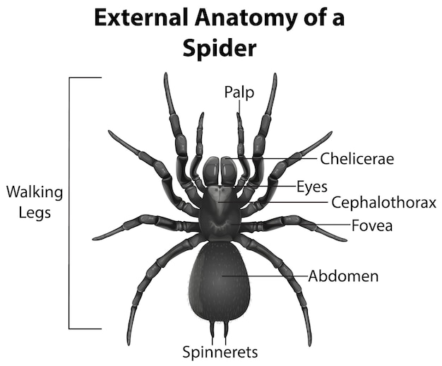 Externe anatomie van een spin infographic