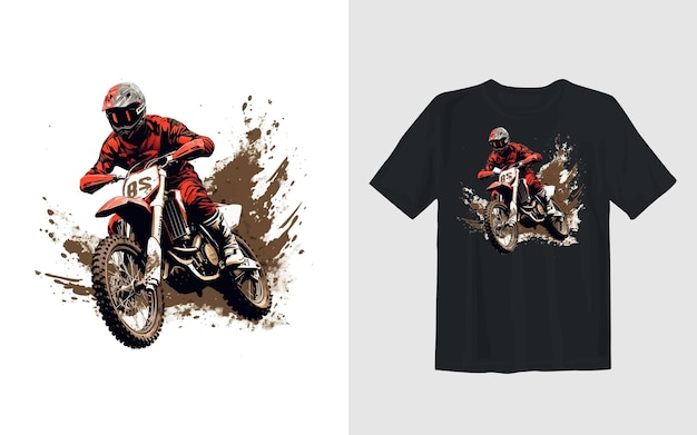 Gratis vector extreme crossmotor cartoon vector illustratie biker t shirt design