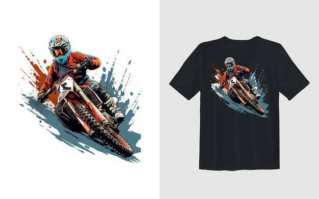 Extreme crossmotor cartoon vector illustratie biker t shirt design