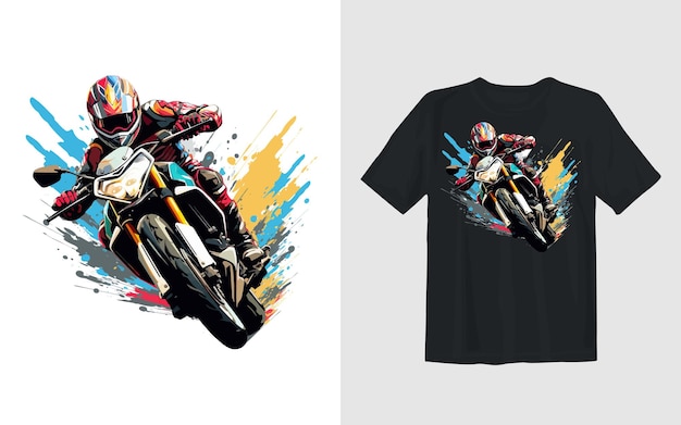 Gratis vector extreme crossmotor cartoon vector illustratie biker t shirt design
