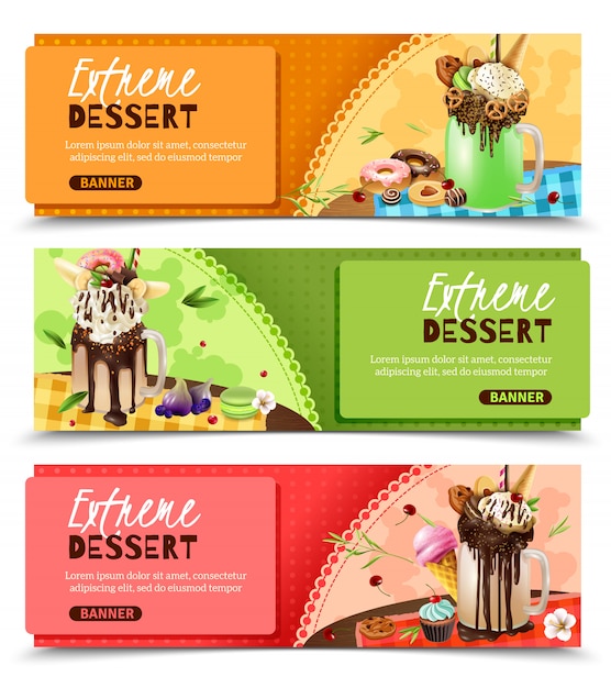 Extreme rich dessert horizontale banners instellen