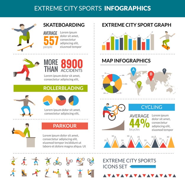 Extreme stad sport Infographics