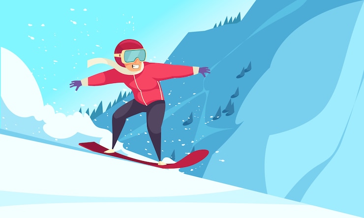 Gratis Vector extreme wintersporten met snowboarden symbolen plat