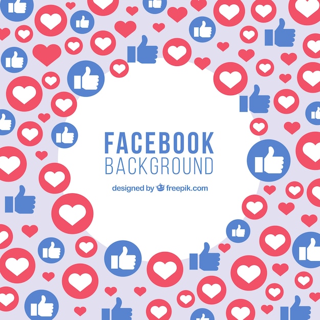 Gratis vector facebook-achtergrond met hart en als pictogrammen