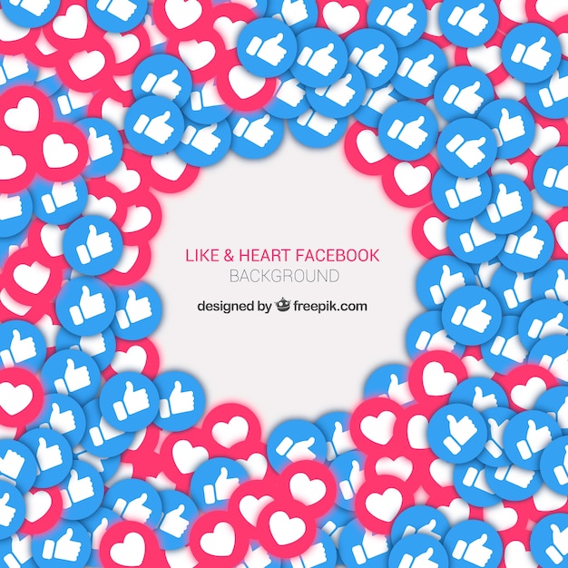 Gratis vector facebook-achtergrond met likes en harten