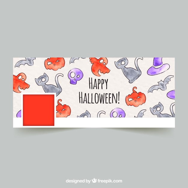 Facebook cover met aquarel tekeningen van halloween