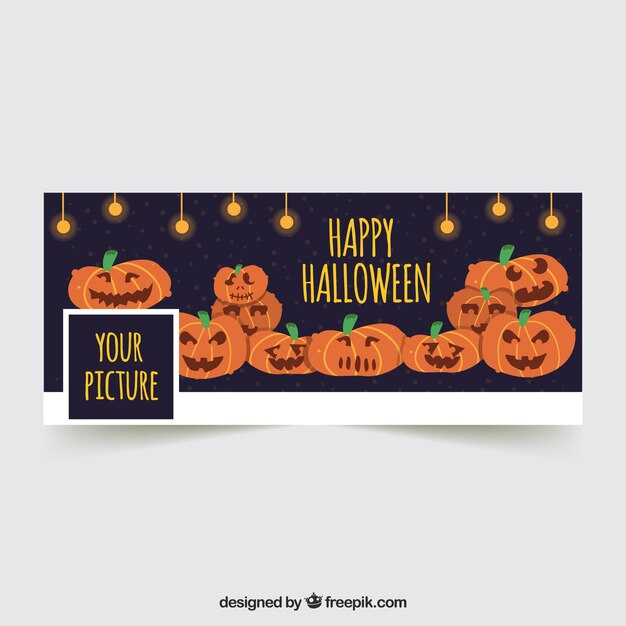 Facebook cover met hand getekende Halloween pompoenen