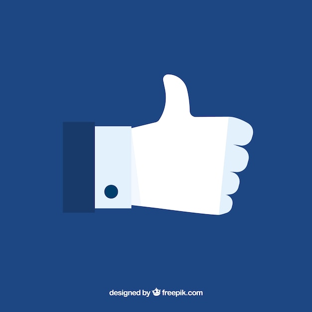 Facebook duim omhoog als achtergrond in vlakke stijl