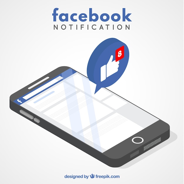 Gratis vector facebook notfication concept met smartphone