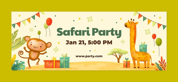 Gratis vector facebook-omslagsjabloon voor safari-feest