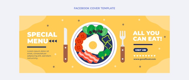 Facebook-voorbladsjabloon voor plat eten