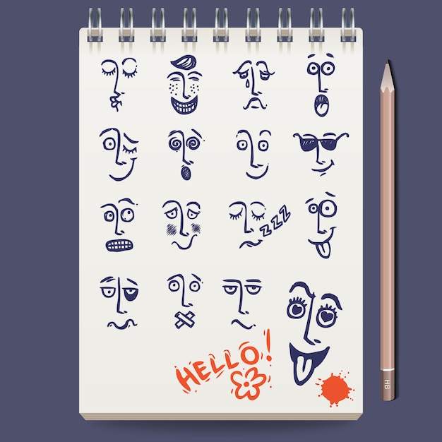 Gratis vector faces characters sketch