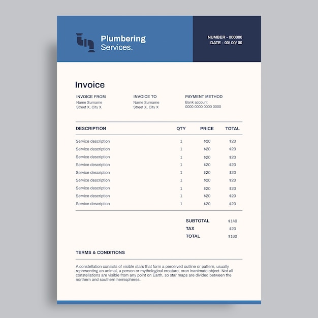 Factuursjabloon voor loodgietersbedrijf