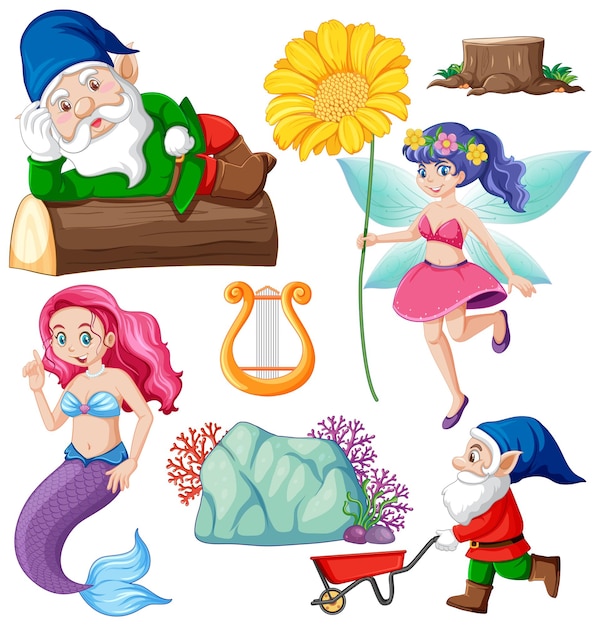 Gratis vector fairy cartoon karakter vector set