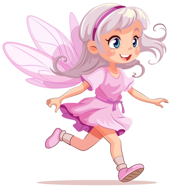Fairy princess in roze jurk stripfiguur