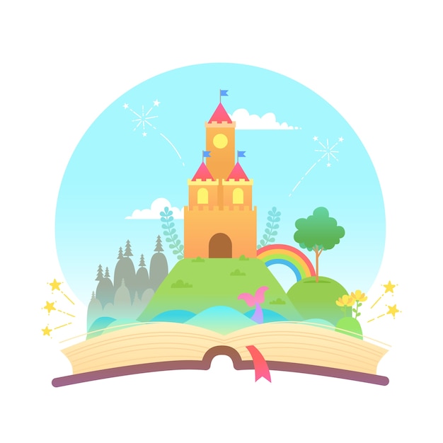 Gratis vector fairytale concept en boek